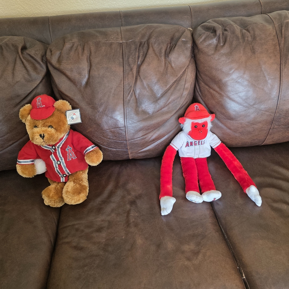 MLB Los Angeles Angels Plush Bear & Monkey Set - Red/White